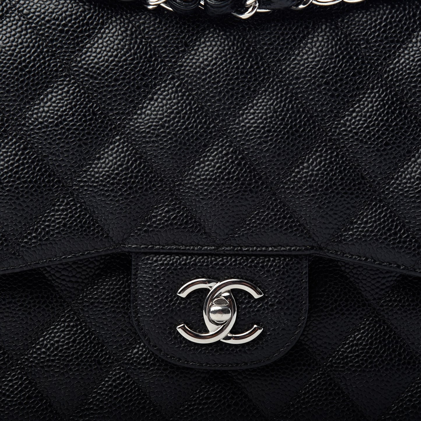 Caviar Quilted Jumbo Double Flap Black