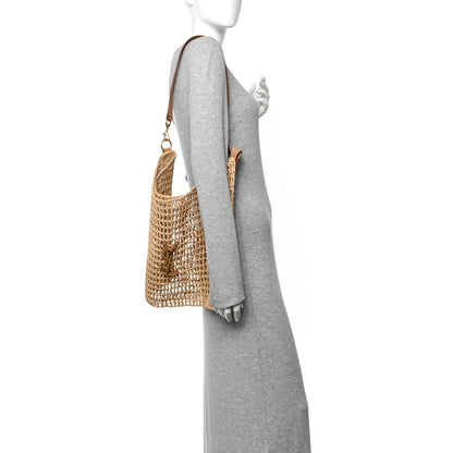 Saint Laurent Raffia Calfskin Oxalis Shoulder Bag Naturale Vintage Brown 2 of 10