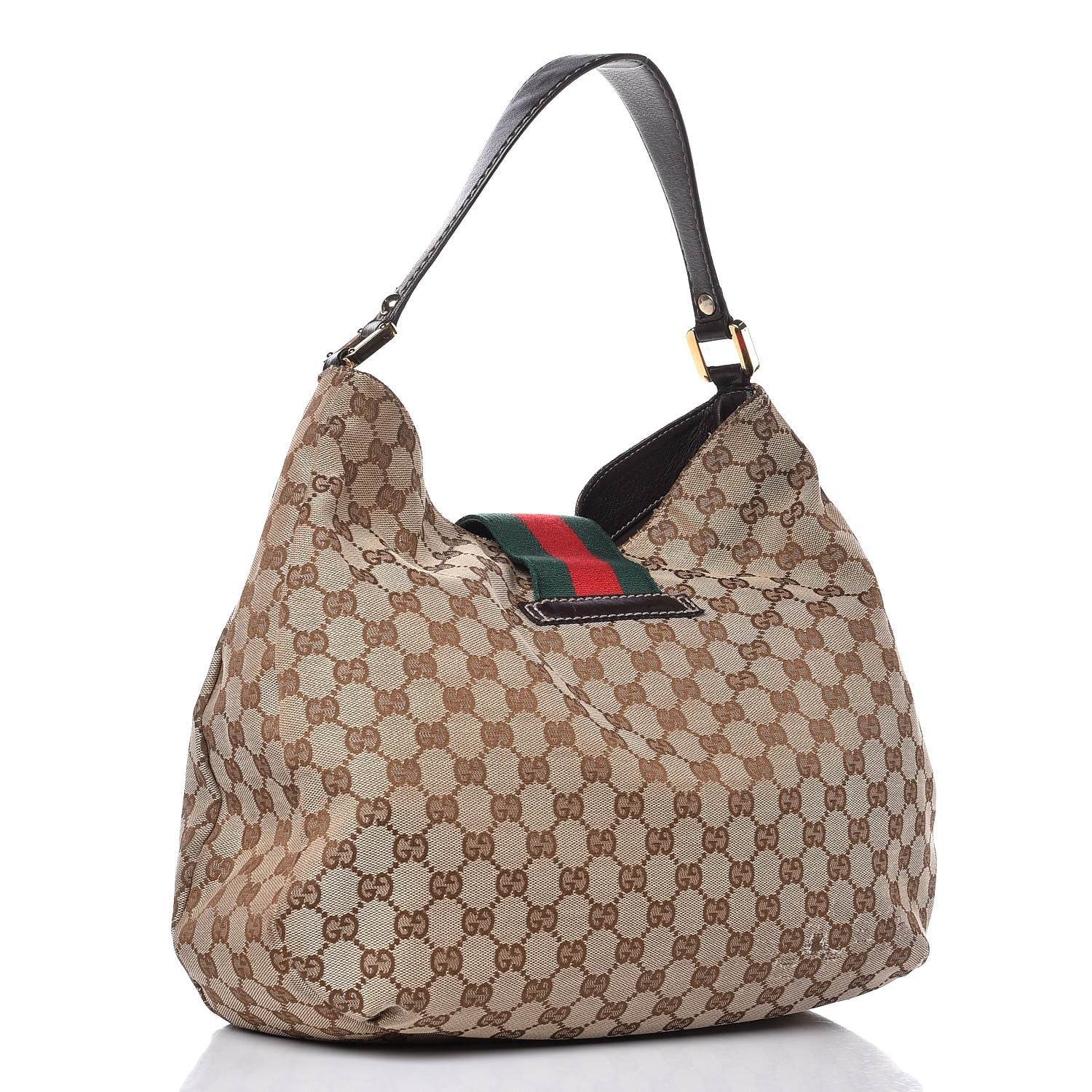Gucci Monogram Large New Ladies Web Hobo Dark Brown 3 of 16