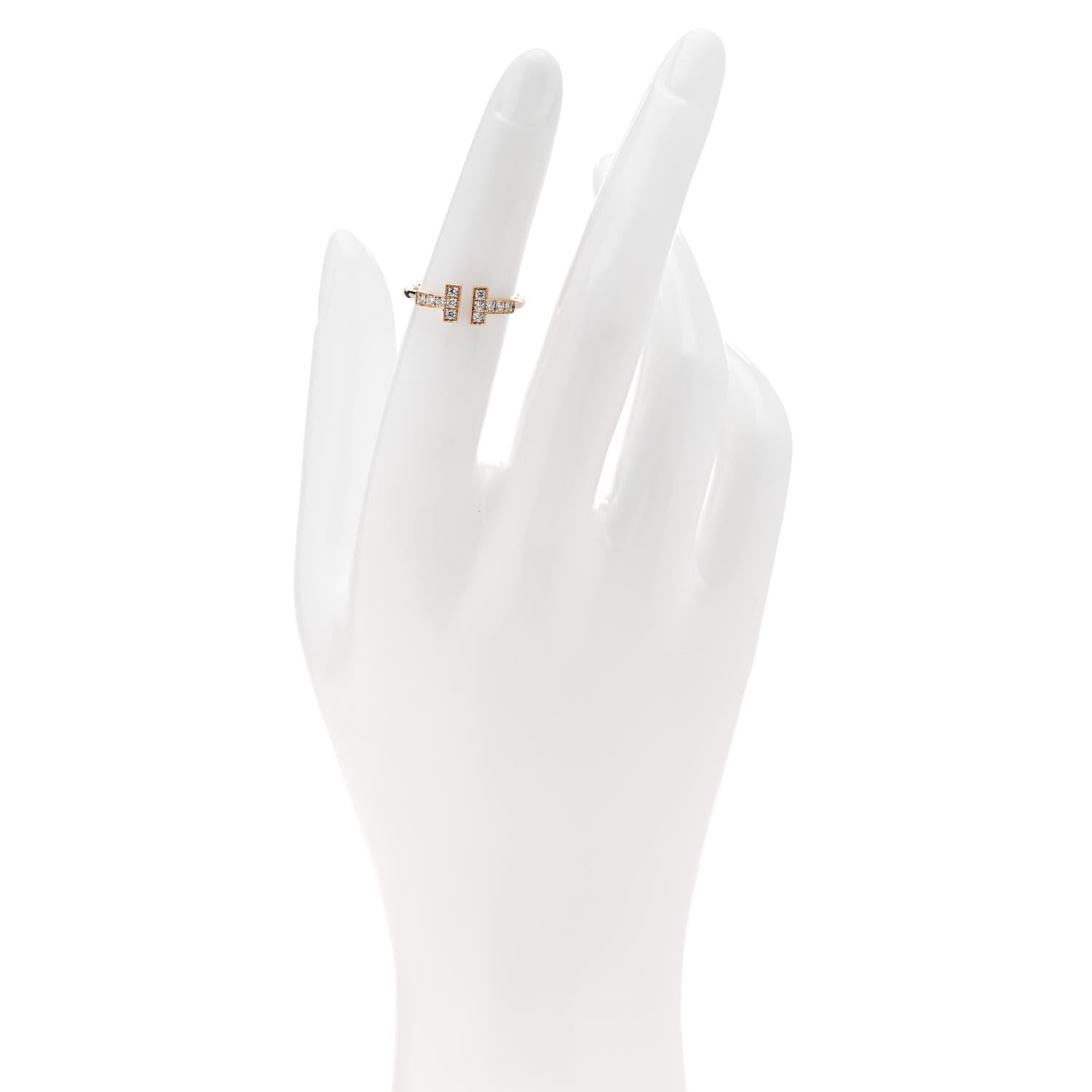 Tiffany 18K Rose Gold Diamond T Wire Ring 49 5 2 of 5