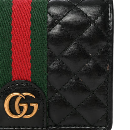 Gucci Calfskin Web Trapuntata GG Marmont Card Case Wallet Black 8 of 10