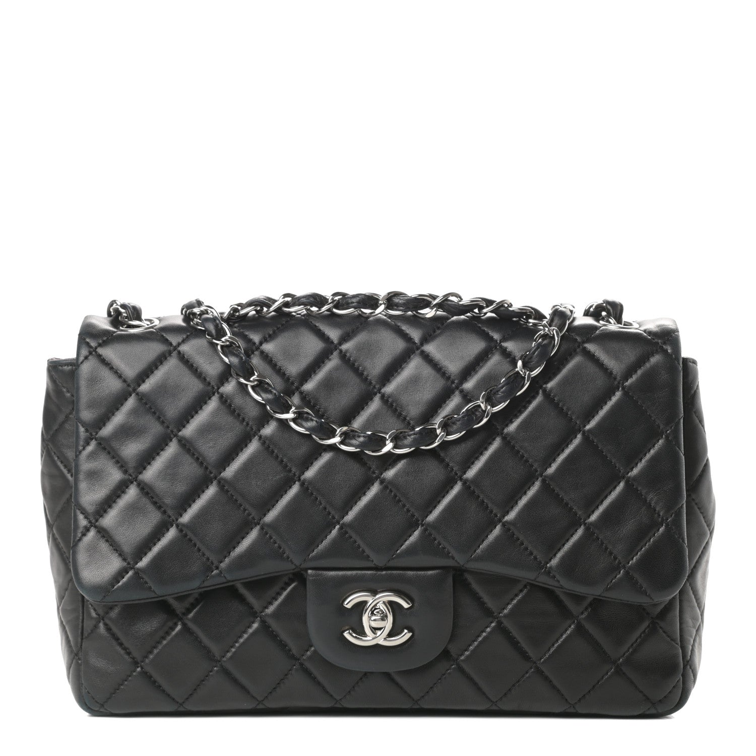 Chanel Lambskin Quilted Jumbo Single Flap Black 1 of 13