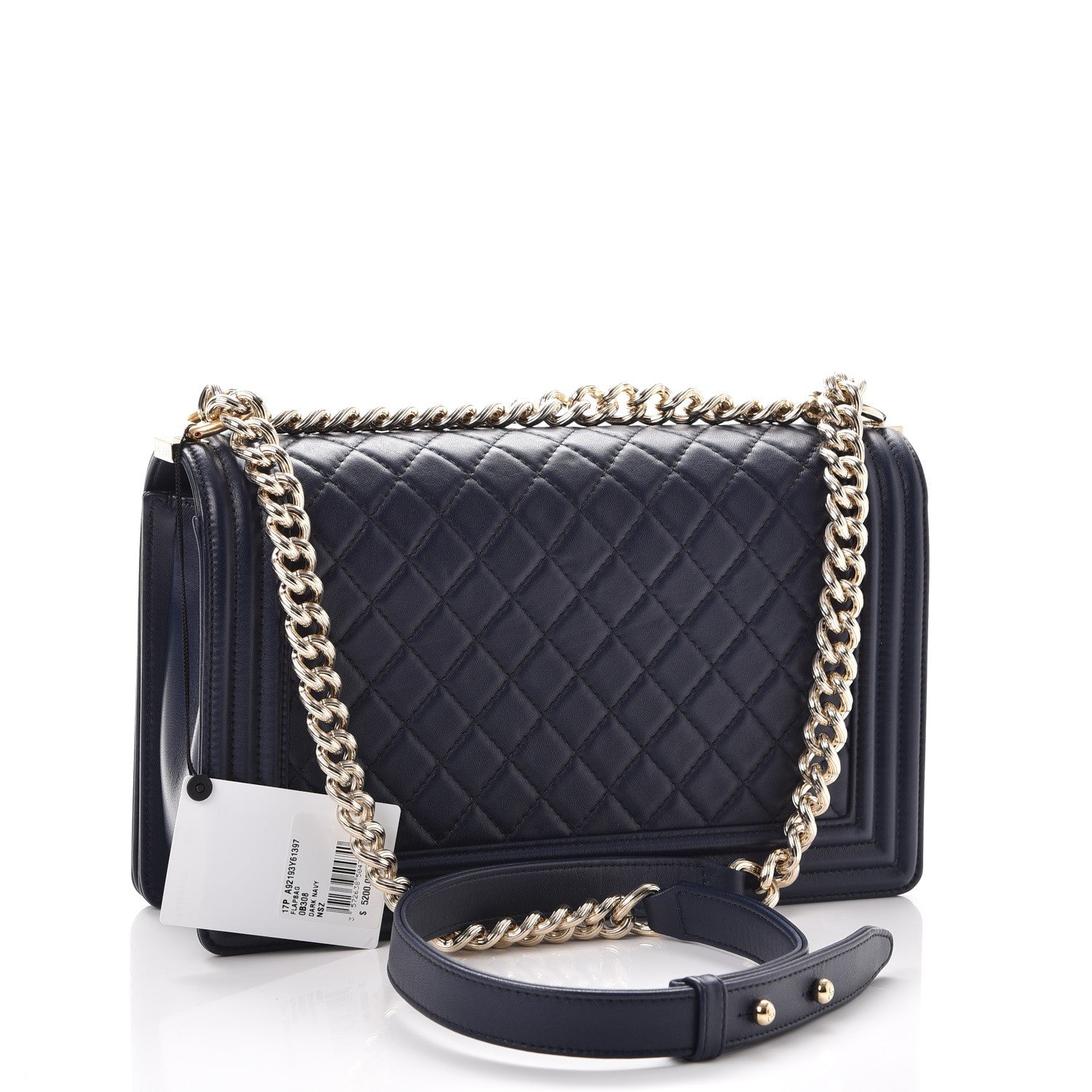 Chanel Lambskin Quilted New Medium Boy Flap Dark Navy Blue 4 of 9