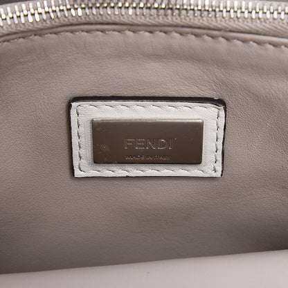 Fendi Calfskin PVC Flower Studs Petite 2Jours Tote White Ice Multicolor 7 of 11