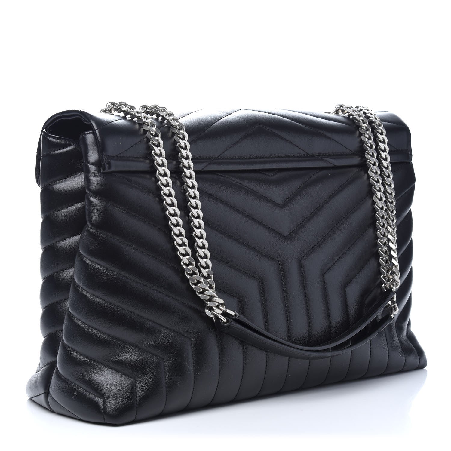 Saint Laurent Calfskin Y Quilted Monogram Large Loulou Chain Satchel Black 3 of 9