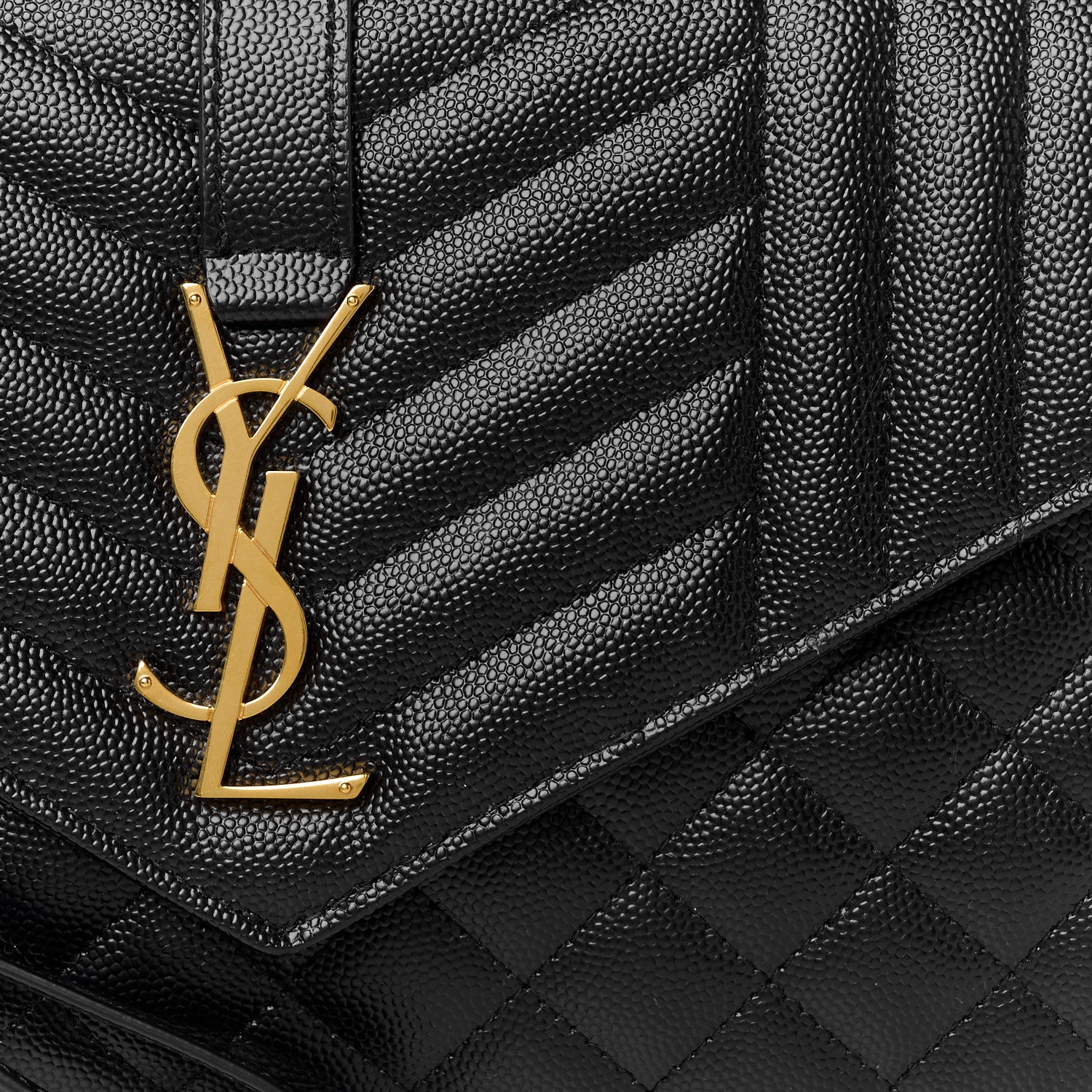 Saint Laurent Grain De Poudre Textured Mixed Matelasse Triquilt Monogram Clutch Black 8 of 10