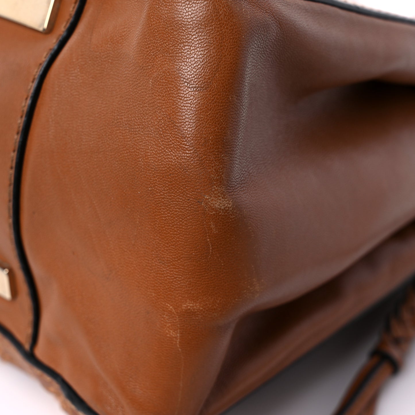 Vitello Lace Demetra Satchel Cognac
