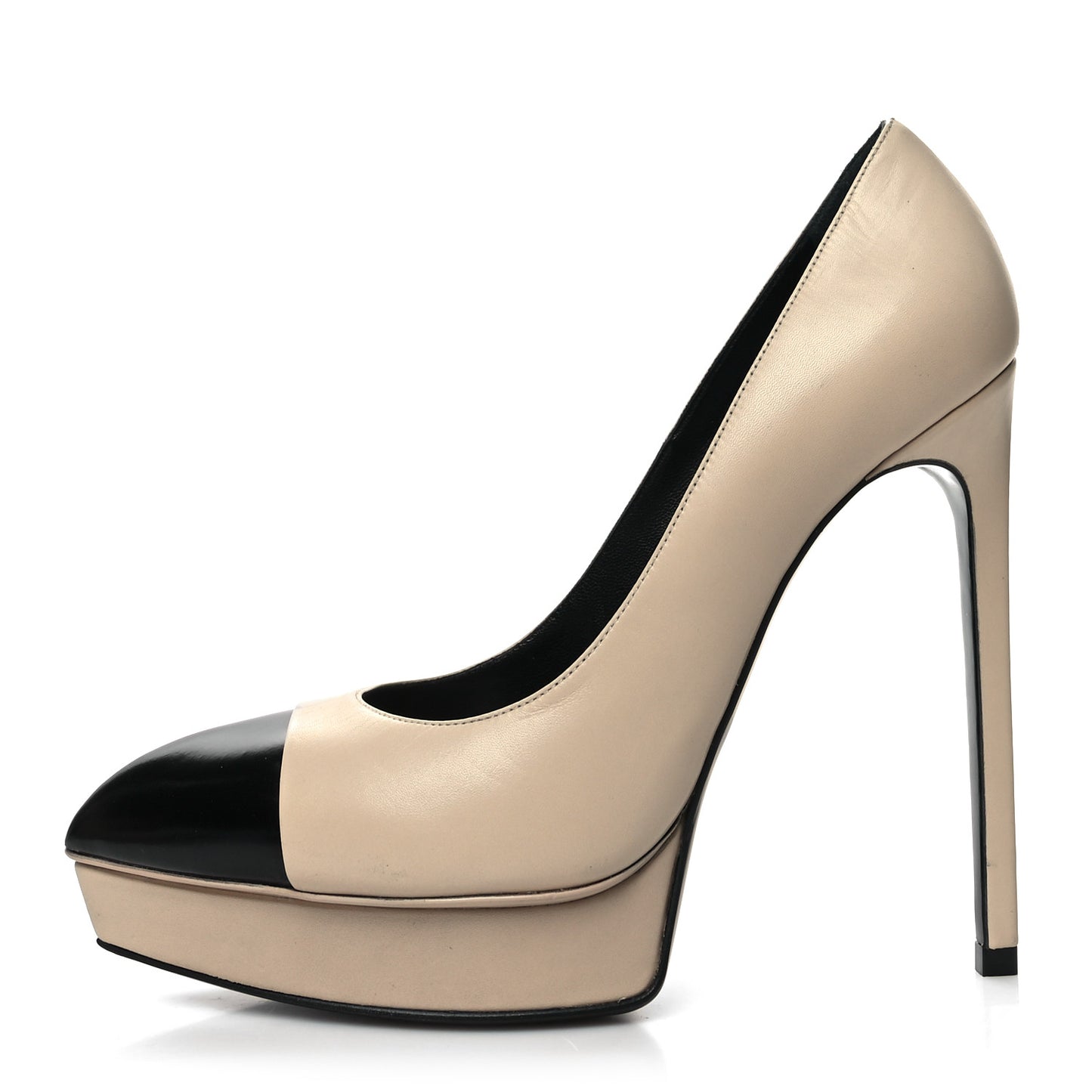 Calfskin Cap Toe Janis 105 Platform Pumps 37.5 Powder