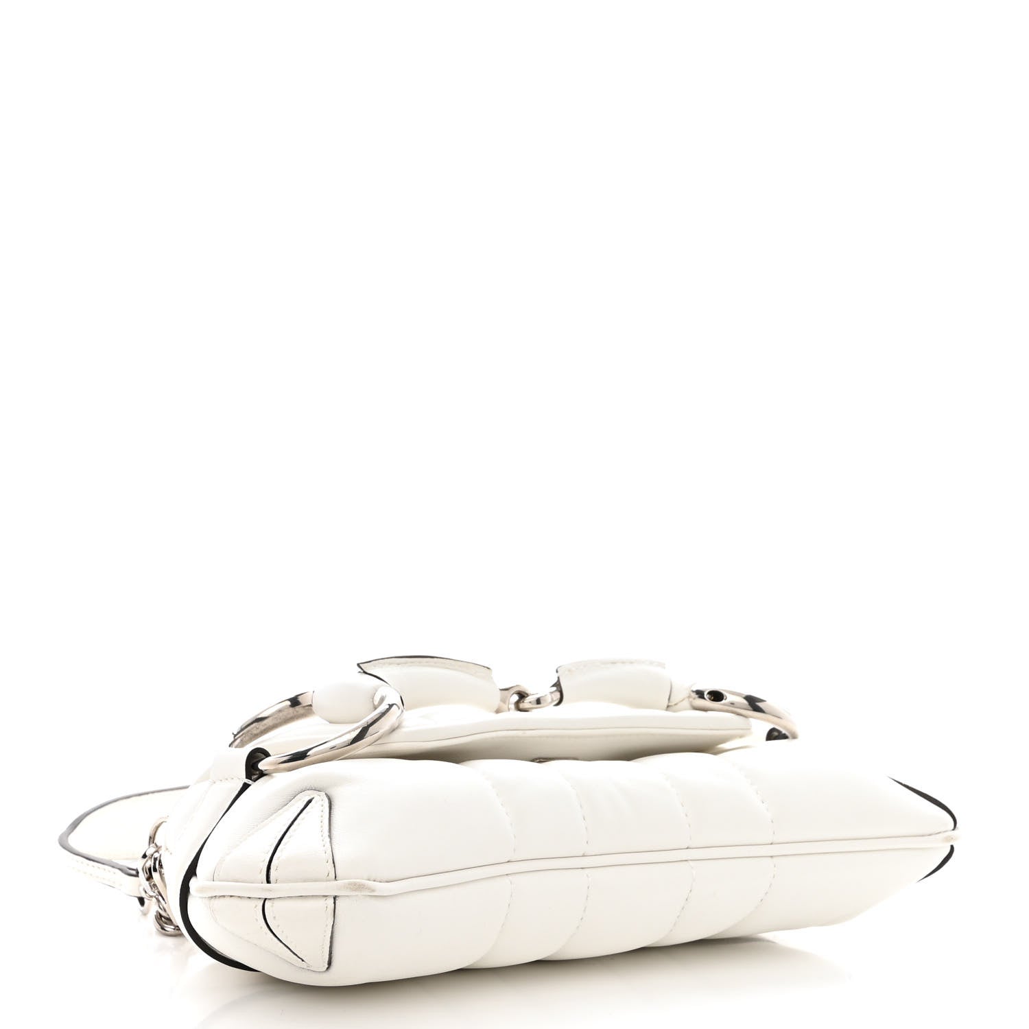 Gucci Nappa Vertical Matelasse Small Maxi Horsebit Chain Shoulder Bag Great White 4 of 10