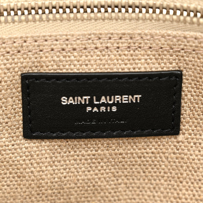 Saint Laurent Linen Calfskin Small Rive Gauche Tote Optic White 7 of 11