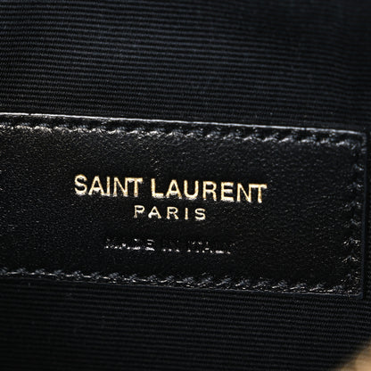 Saint Laurent Grain De Poudre Chevron Monogram Large Bill Pouch Dark Natural 6 of 7