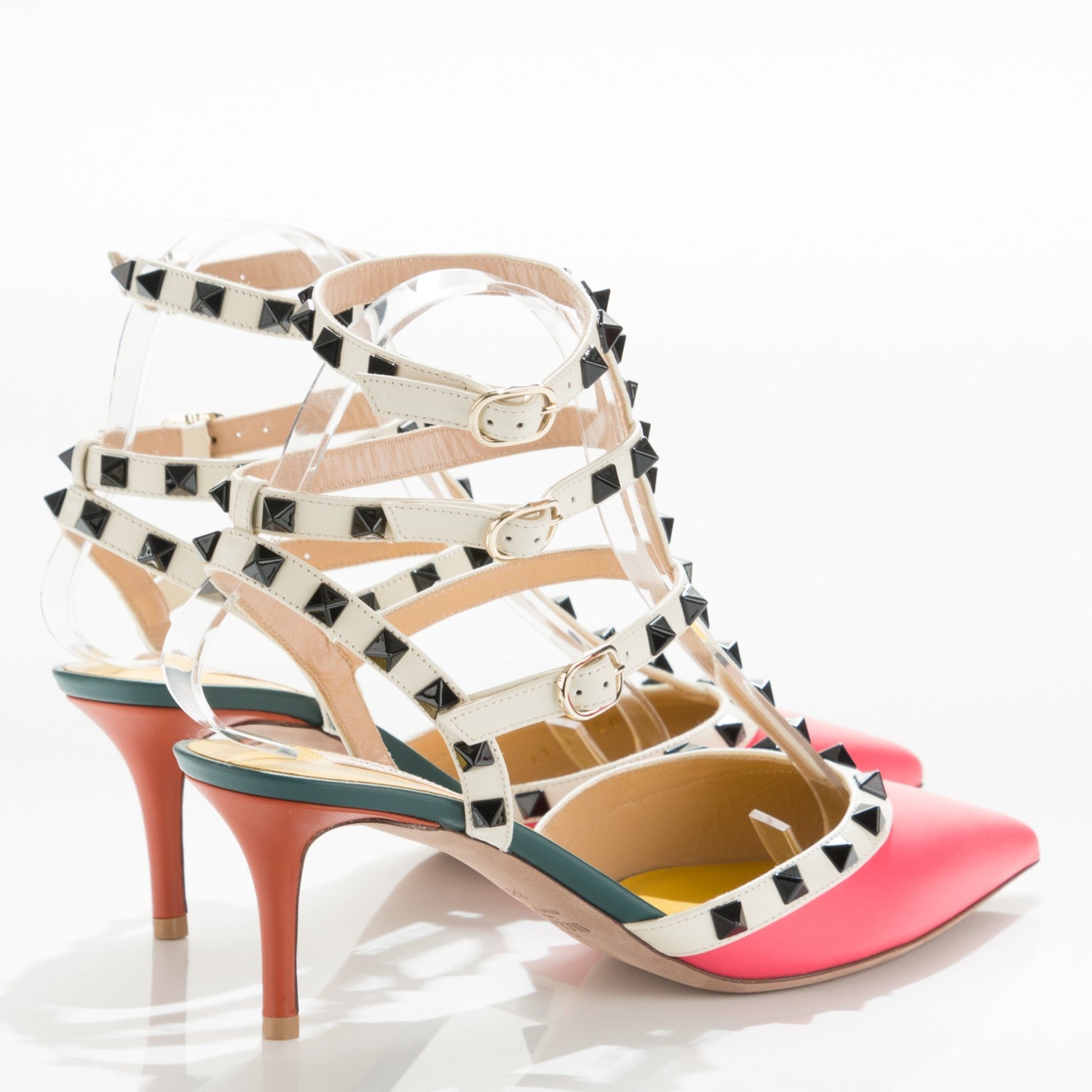 Valentino Garavani Nappa Rockstud Ankle Strap Low Heel Pumps 38.5 Multicolor 4 of 7