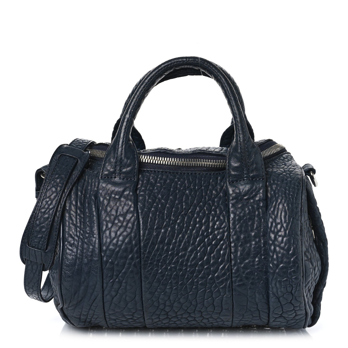Pebbled Lambskin Mini Rockie Navy Silver Hardware