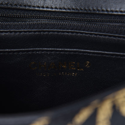 Chanel Calfskin Crocodile Embossed Graffiti 2.55 Mini Cocodile Reissue Flap Black Gold 7 of 11