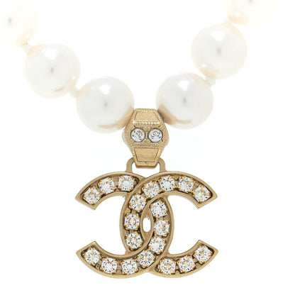 Chanel Pearl Crystal CC Short Necklace Gold 4 of 7