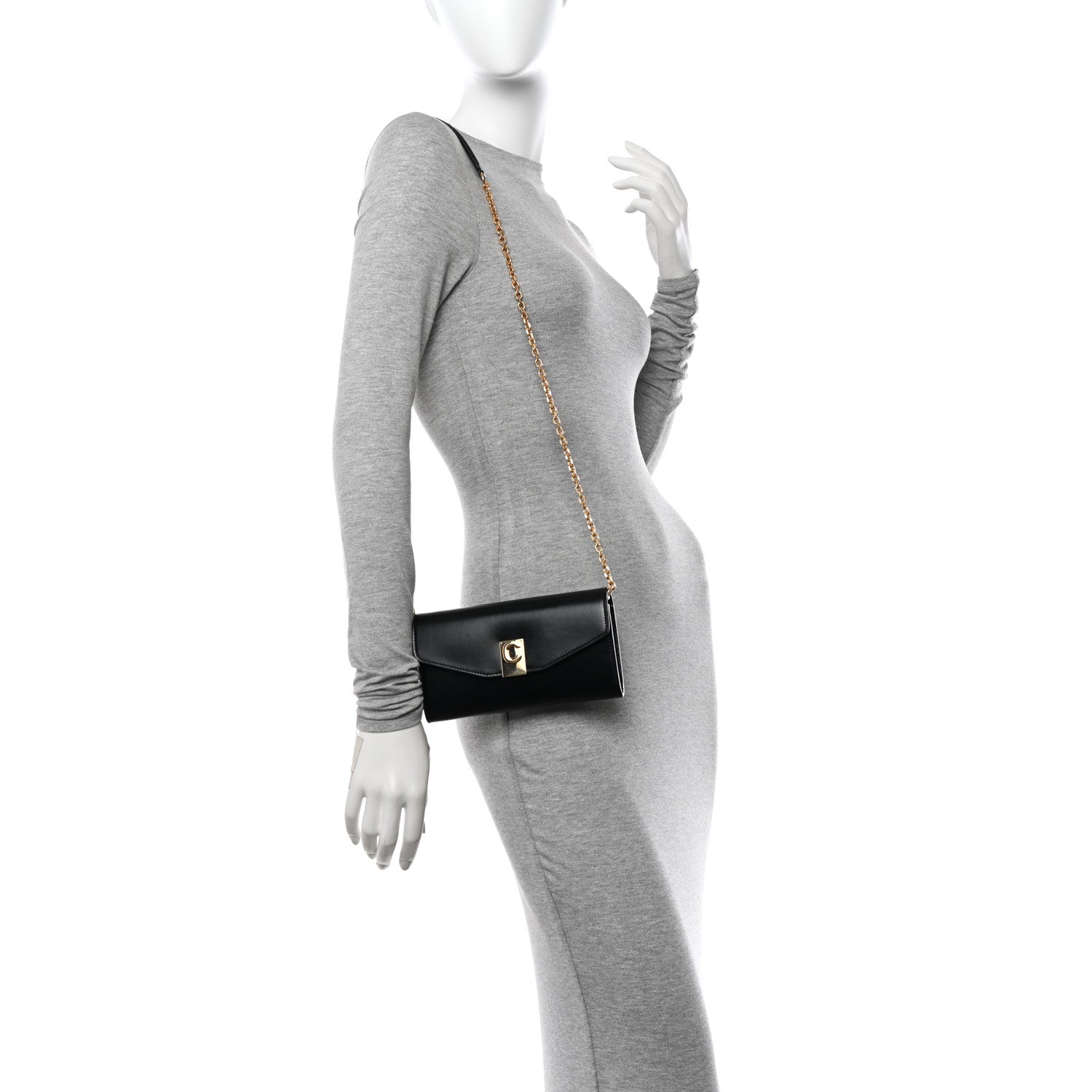 Celine Shiny Smooth Calfskin C Wallet On Chain Bag Black 2 of 10