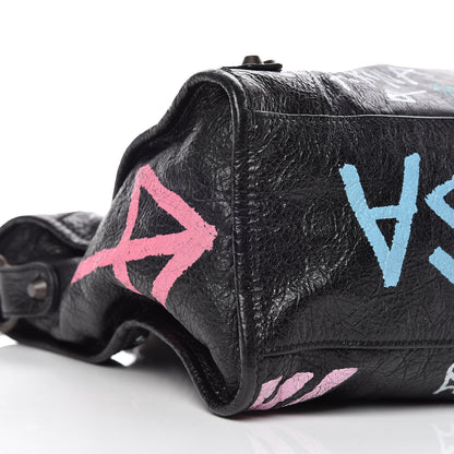 Balenciaga Agneau Graffiti All Over Classic Hardware City Black Multicolor 5 of 10