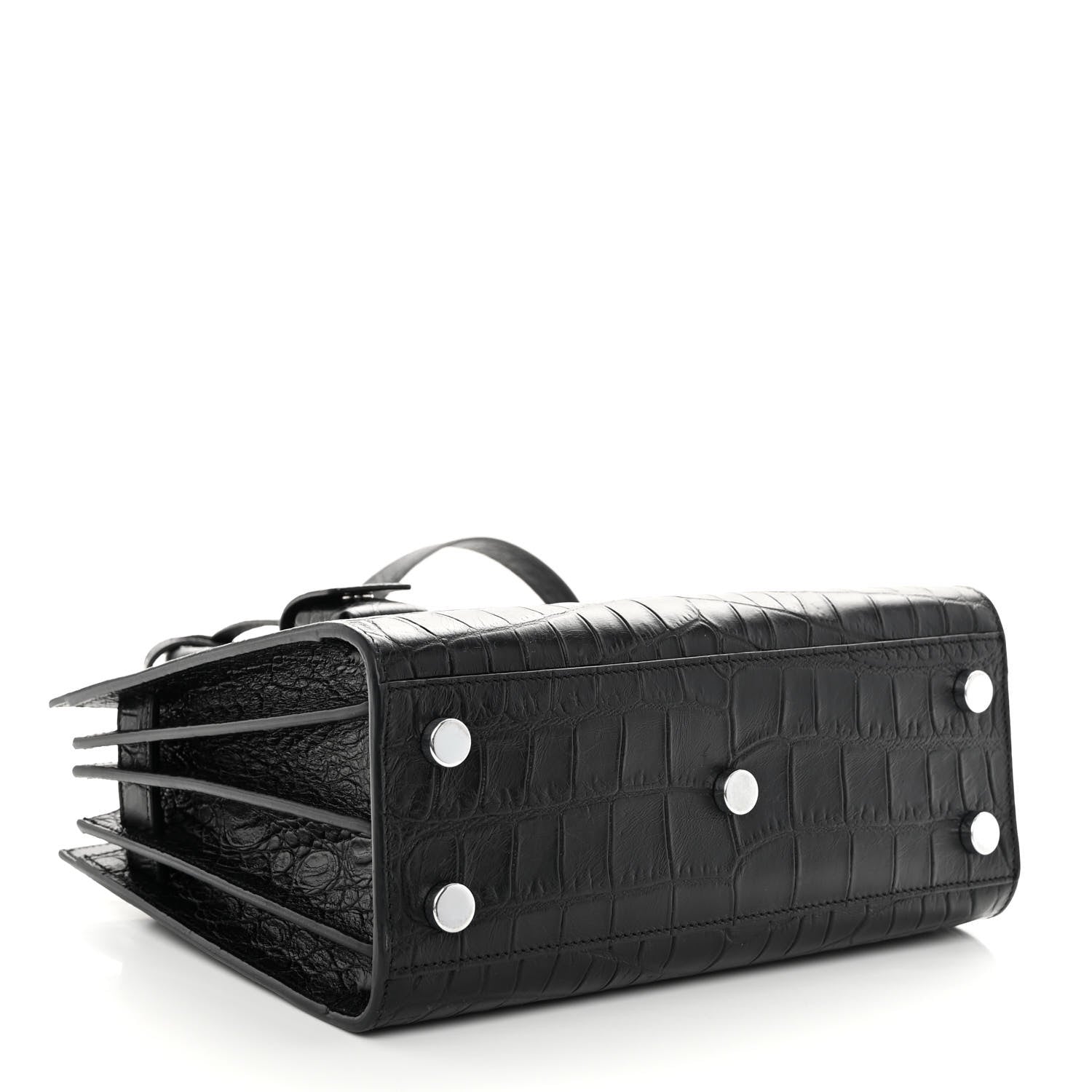 Saint Laurent Calfskin Crocodile Embossed Nano Sac De Jour Black 4 of 10