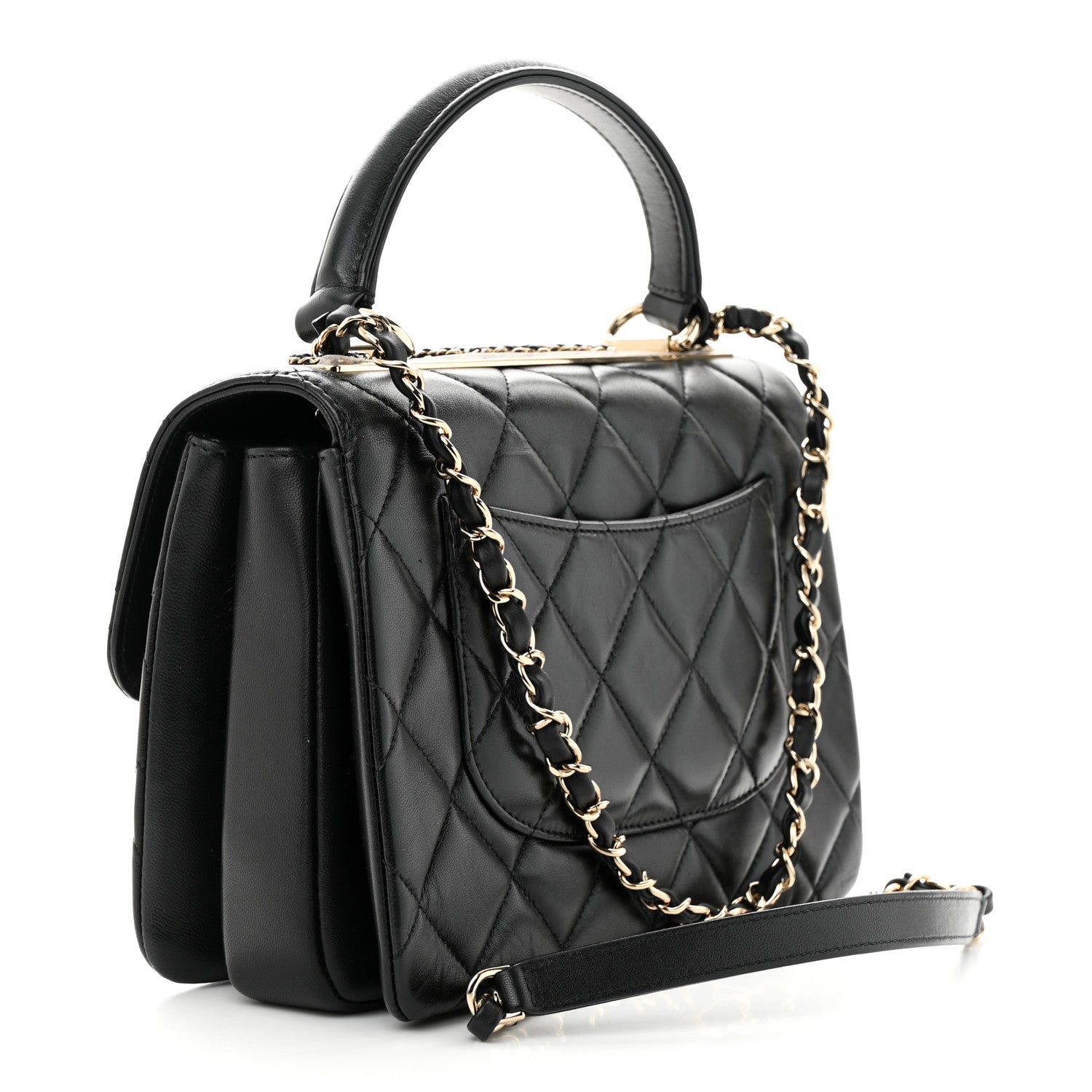 Chanel Lambskin Quilted Small Trendy CC Chain Dual Handle Flap Bag Black 3 of 11