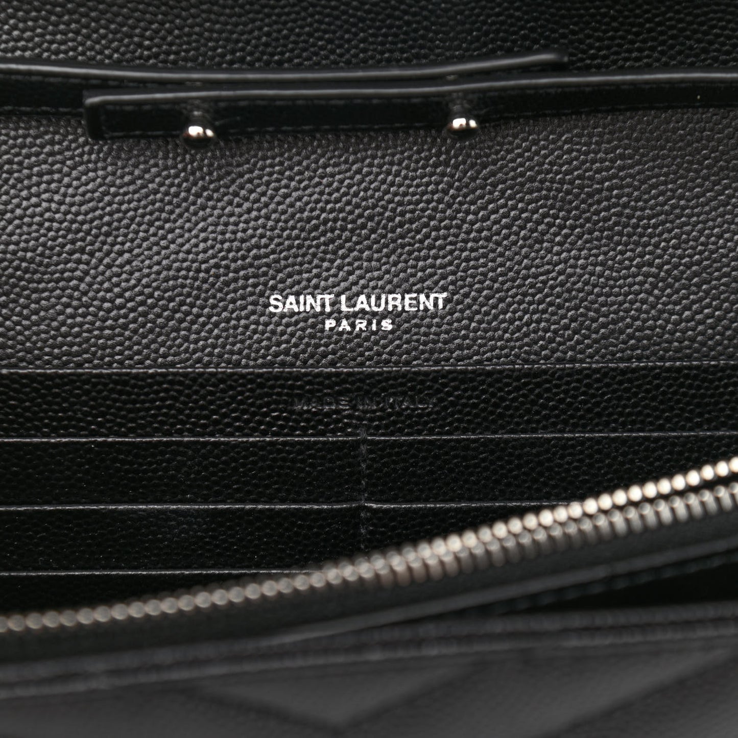 Grain De Poudre Matelasse Chevron Monogram Chain Wallet Black