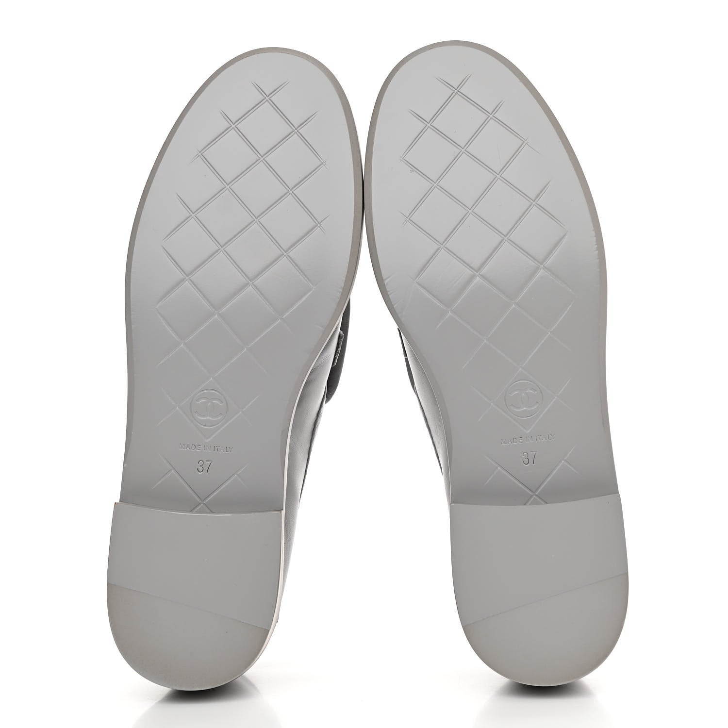 Chanel Lambskin Quilted CC Turnlock Loafers 37 Grey 5 of 9