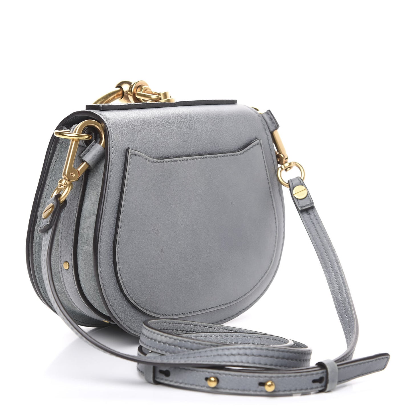 Calfskin Suede Small Nile Bracelet Bag Cloudy Blue
