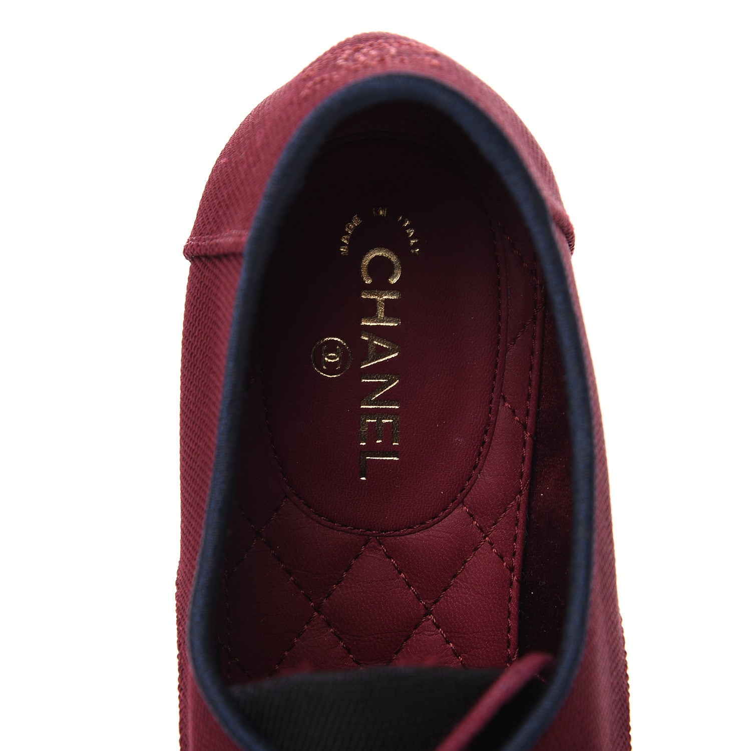 Chanel Fabric Lace Up CC Oxfords 39.5 Burgundy Black 5 of 8