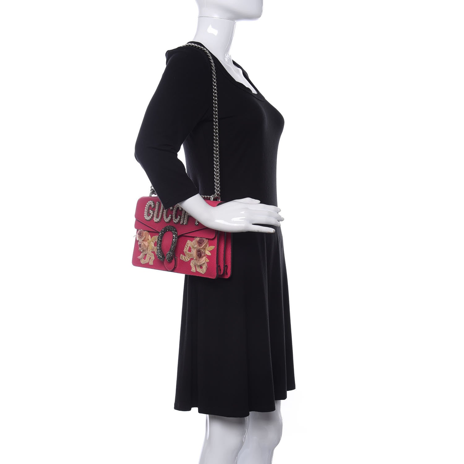 Gucci Pebbled Calfskin Embellished Guccify Small Dionysus Shoulder Bag Rosa 2 of 16