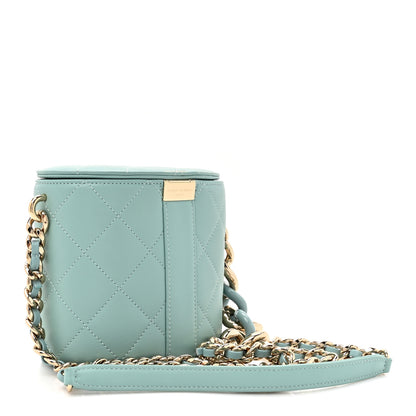Chanel Lambskin Resin Elegant Chain Vanity Case Light Blue 3 of 13