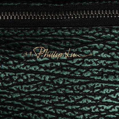 3.1 Phillip Lim 3.1 Metallic Textured Calfskin Medium Pashli Satchel Green 6 of 7