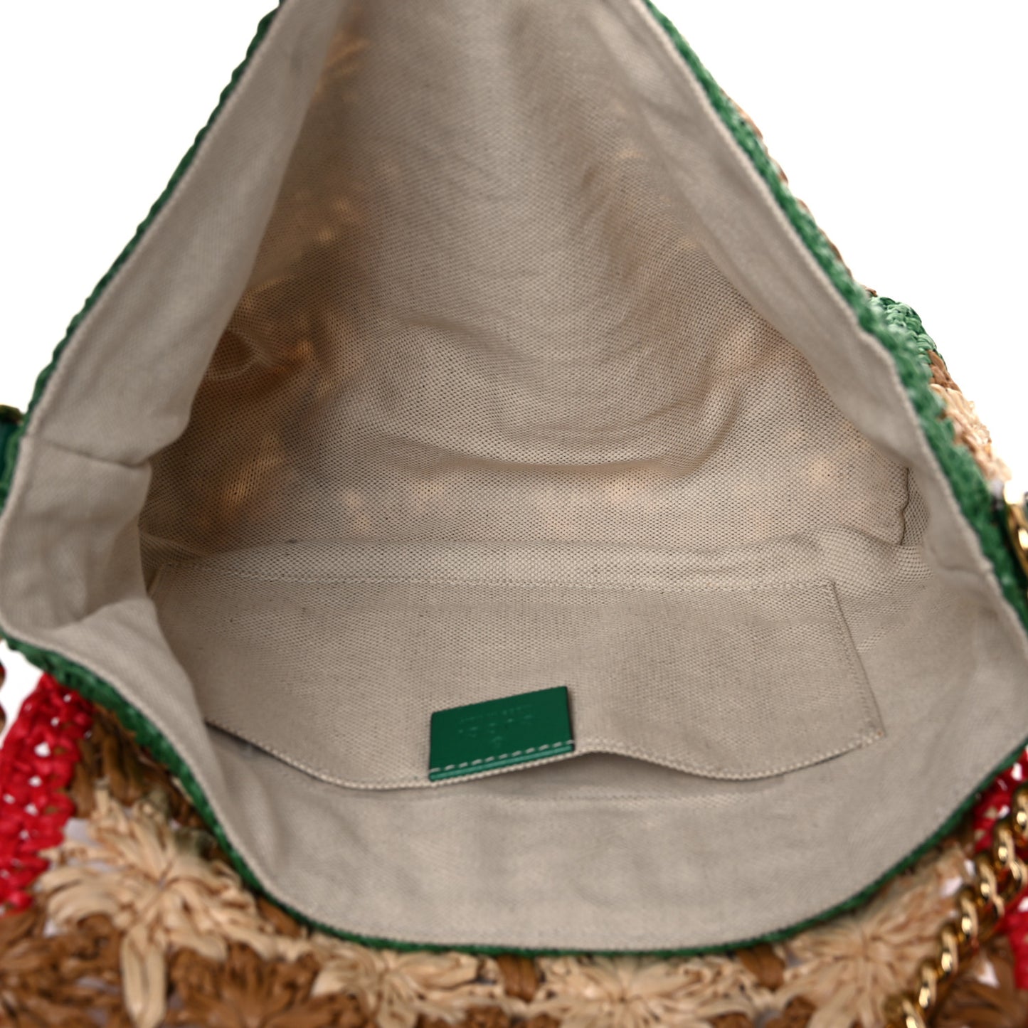 Raffia Azalea Calfskin Crochet Flower Small GG Marmont Shoulder Bag Natural Ecru Green Red New Shamarock