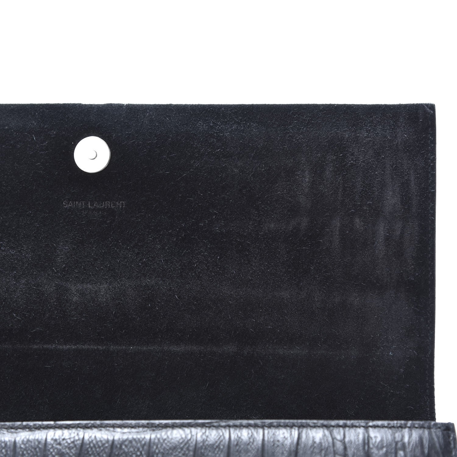 Saint Laurent Calfskin Crocodile Embossed Classic Monogram Tassel Clutch Black 10 of 11