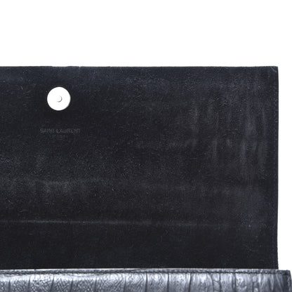 Saint Laurent Calfskin Crocodile Embossed Classic Monogram Tassel Clutch Black 10 of 11