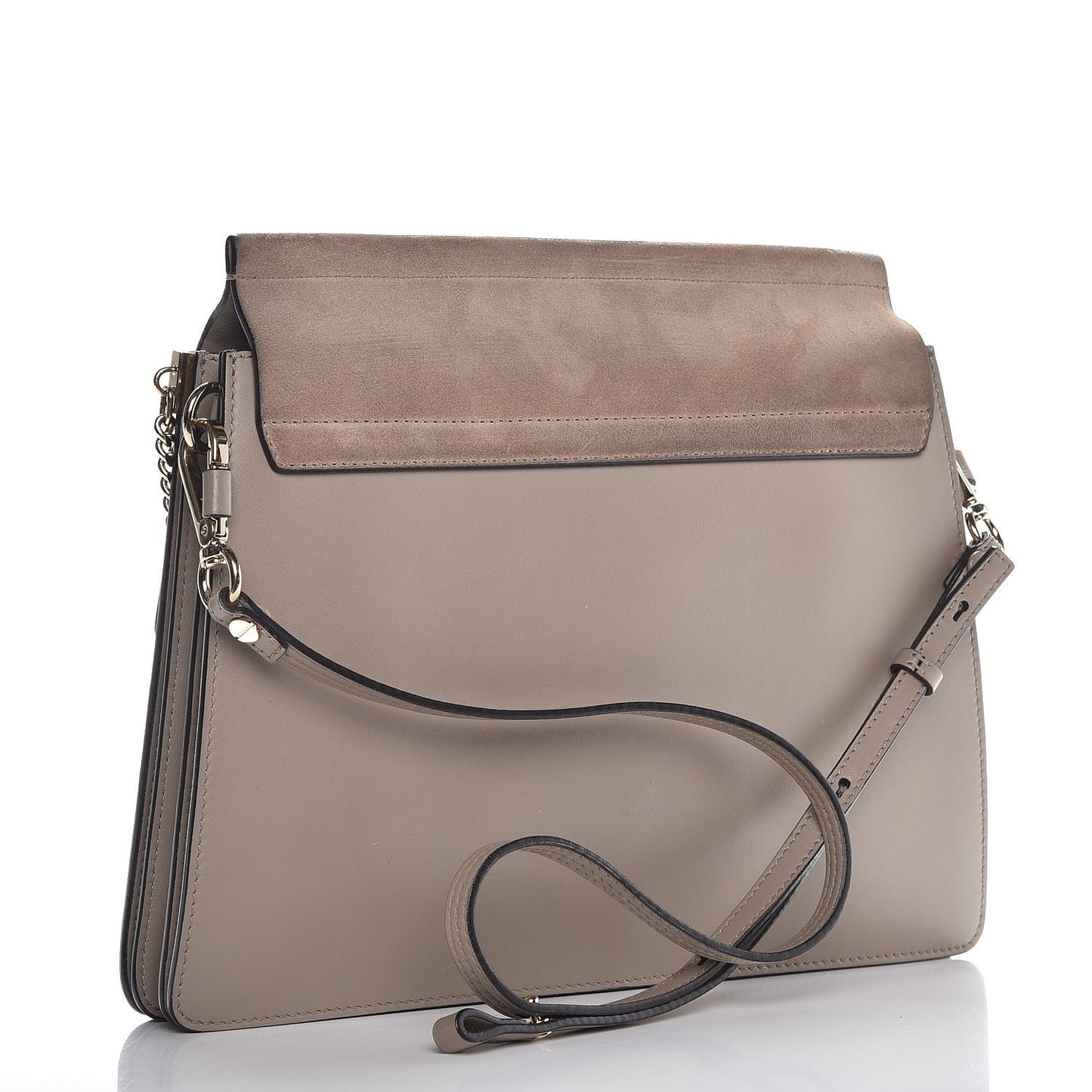 Calfskin Suede Medium Faye Shoulder Bag Motty Grey