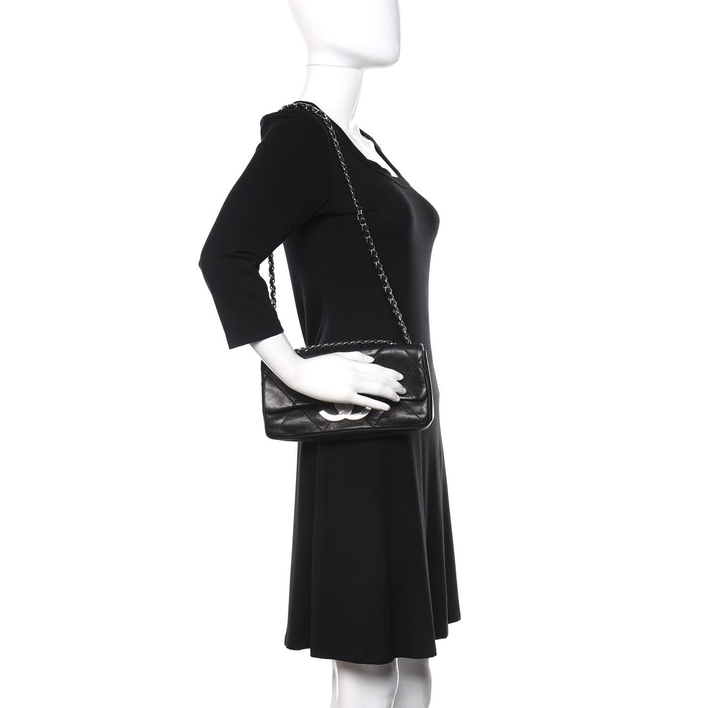 Lambskin Diamond Stitched CC East West Flap Black