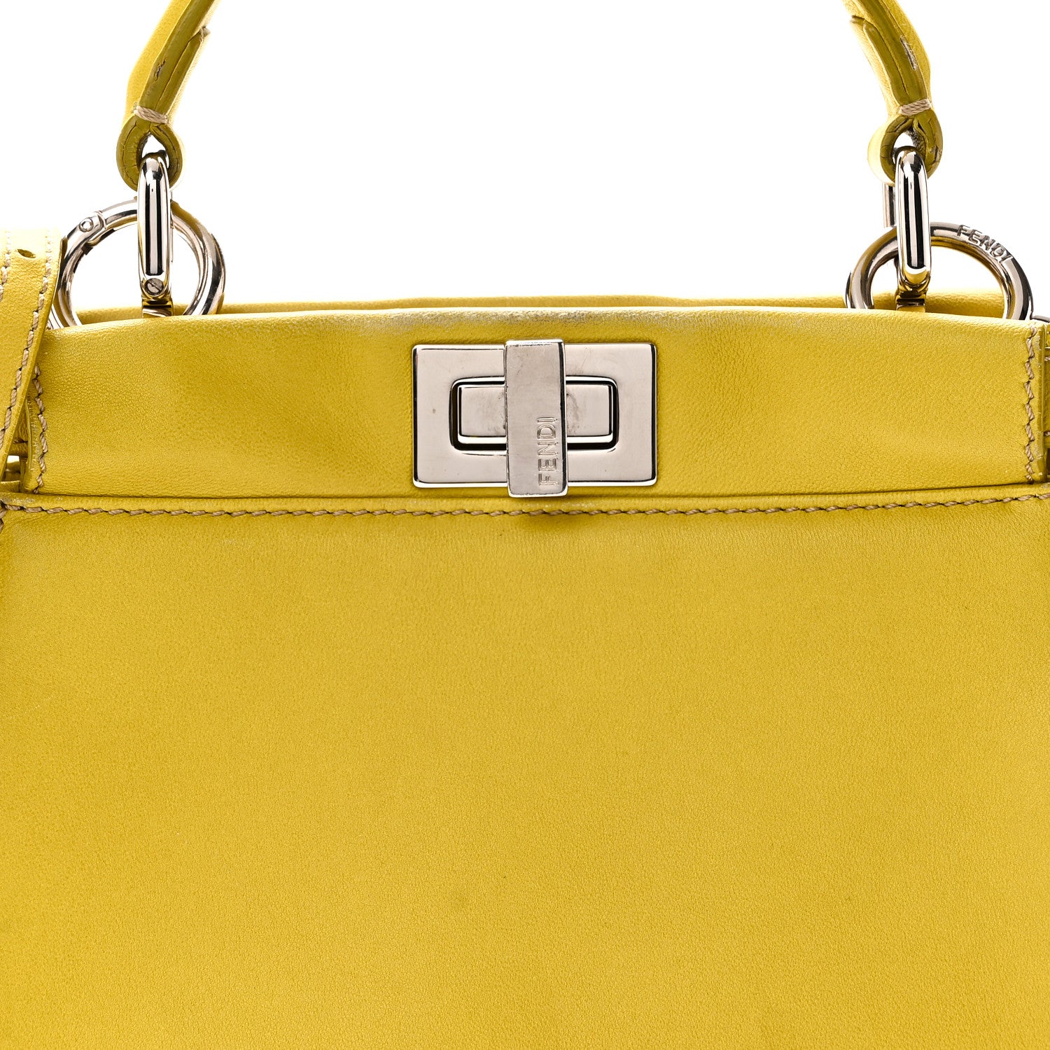 Fendi Nappa Mini Peekaboo Iconic Satchel Lime 8 of 10
