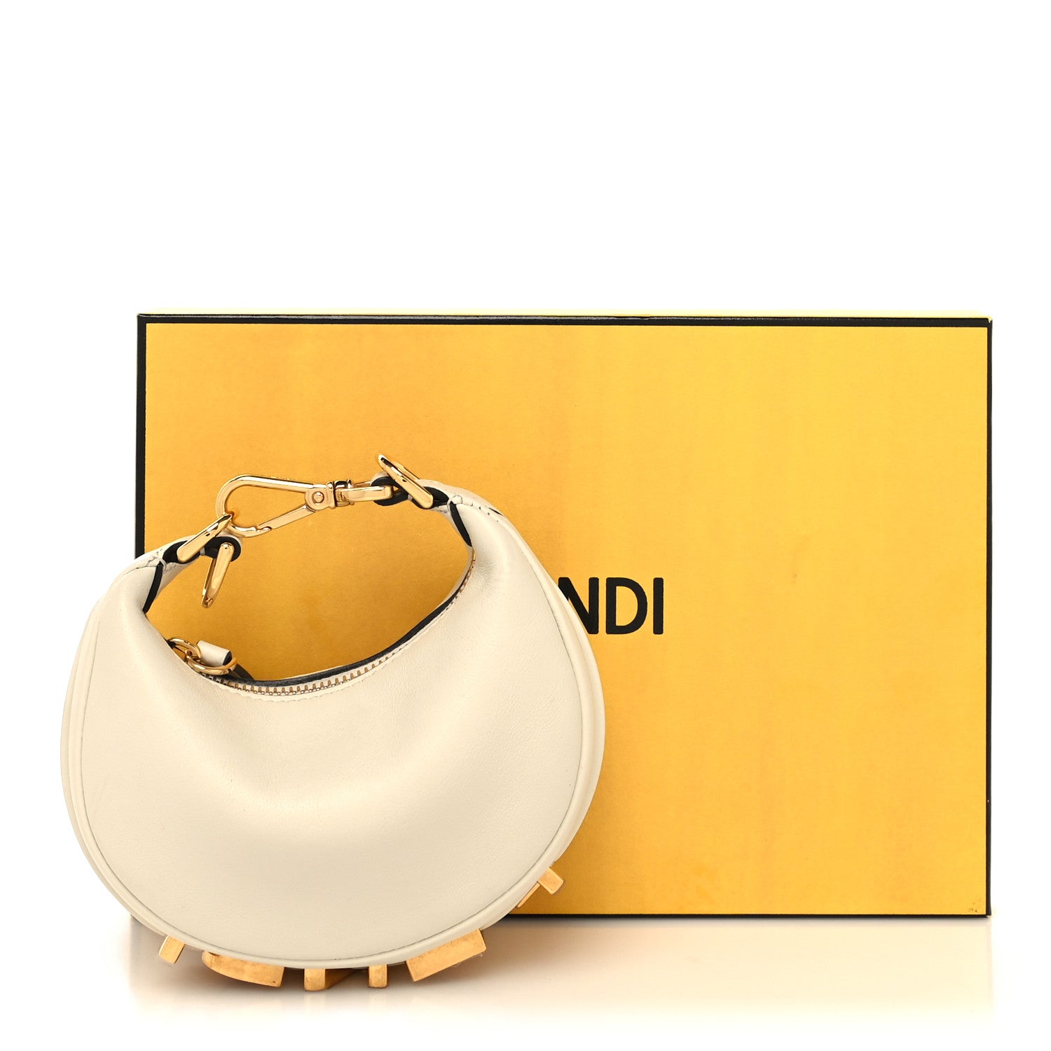 Fendi Vitello Grace Matte Nano Fendigraphy Hobo Charm White Ice 11 of 11