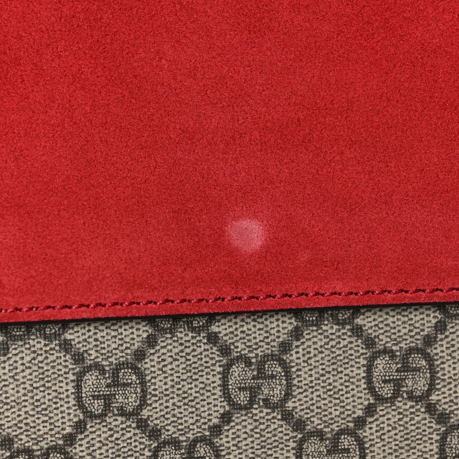 Gucci GG Supreme Monogram Suede Small Dionysus Shoulder Bag Beige Ebony Vulcanic Red 10 of 10