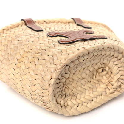 Celine Palm Leaves Calfskin Classic Triomphe Nano Panier Tan 9 of 10