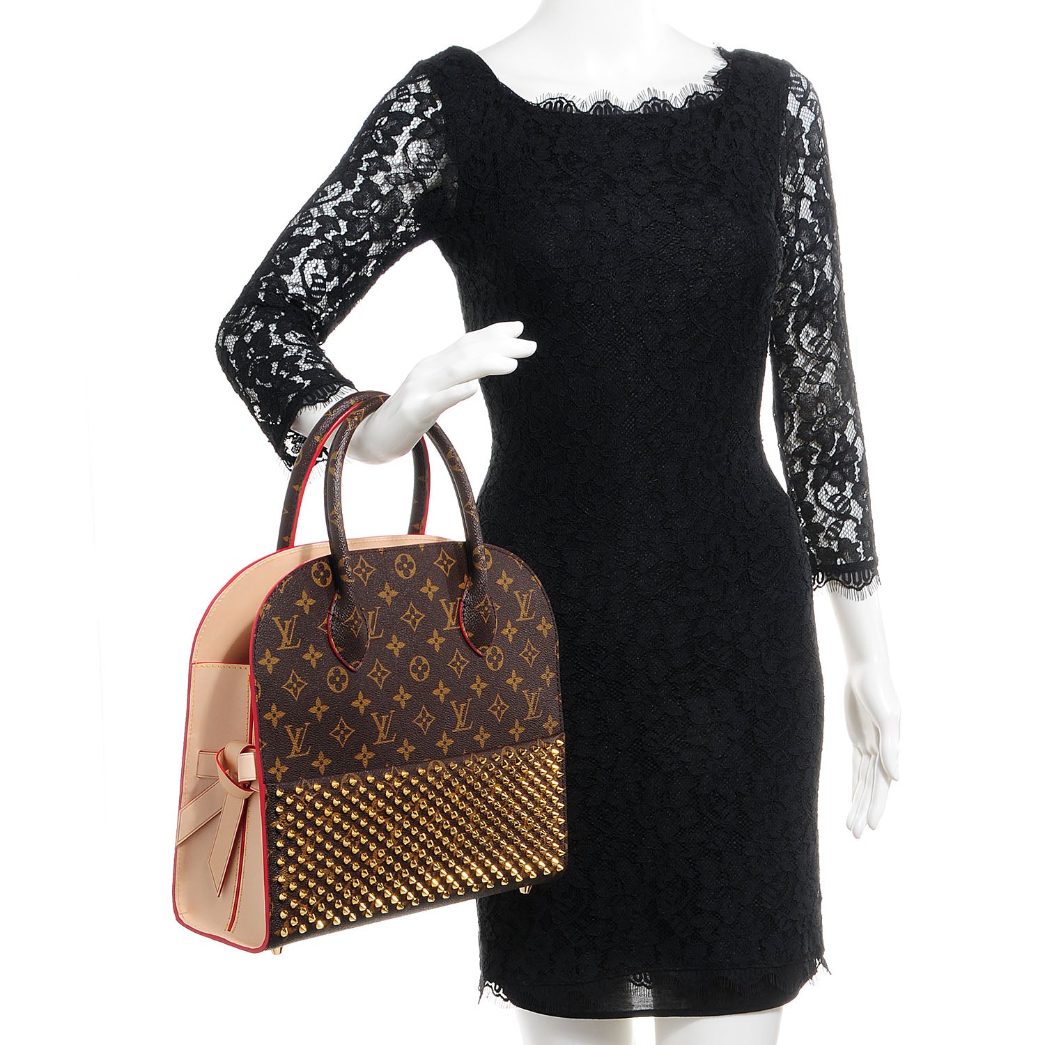 Louis Vuitton Monogram Calf Hair Spikes Iconoclasts Christian Louboutin Tote Red 2 of 8