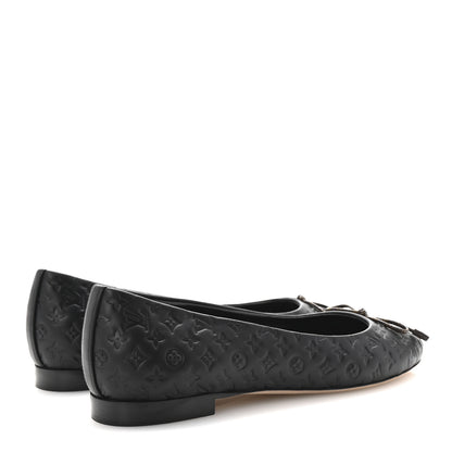 Louis Vuitton Calfskin Monogram Embossed Nina Ballerina Flats 36 Black 5 of 8