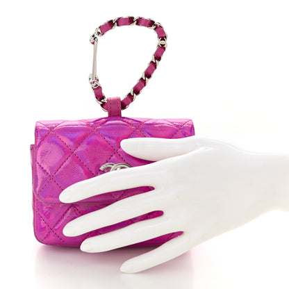 Chanel Patent Lambskin Quilted CC Hook Card Holder Pink 2 of 11