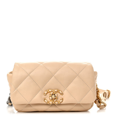 Chanel Goatskin Quilted Chanel 19 Waist Bag Dark Beige 1 of 11
