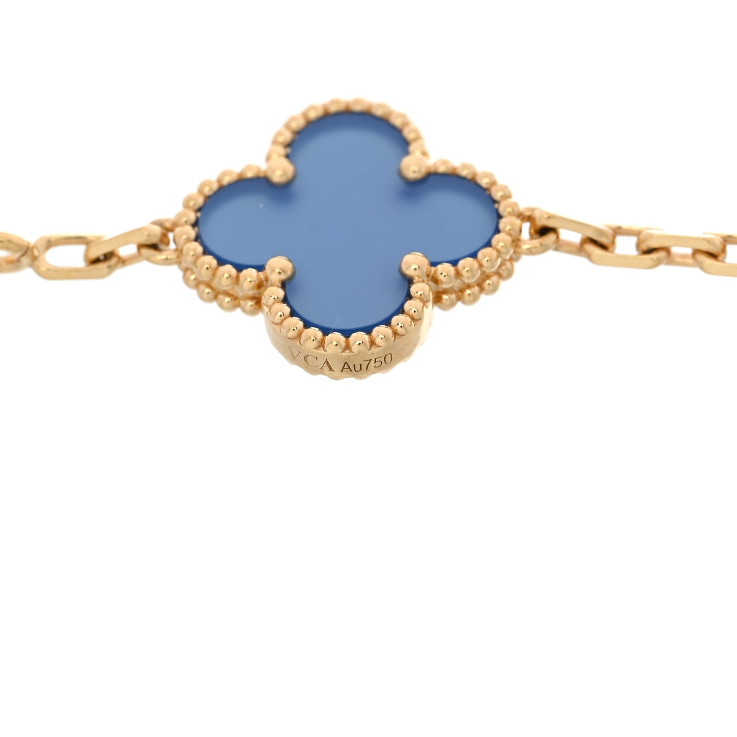Van Cleef & Arpels 18K Yellow Gold Blue Agate 5 Motifs Vintage Alhambra Bracelet 3 of 4