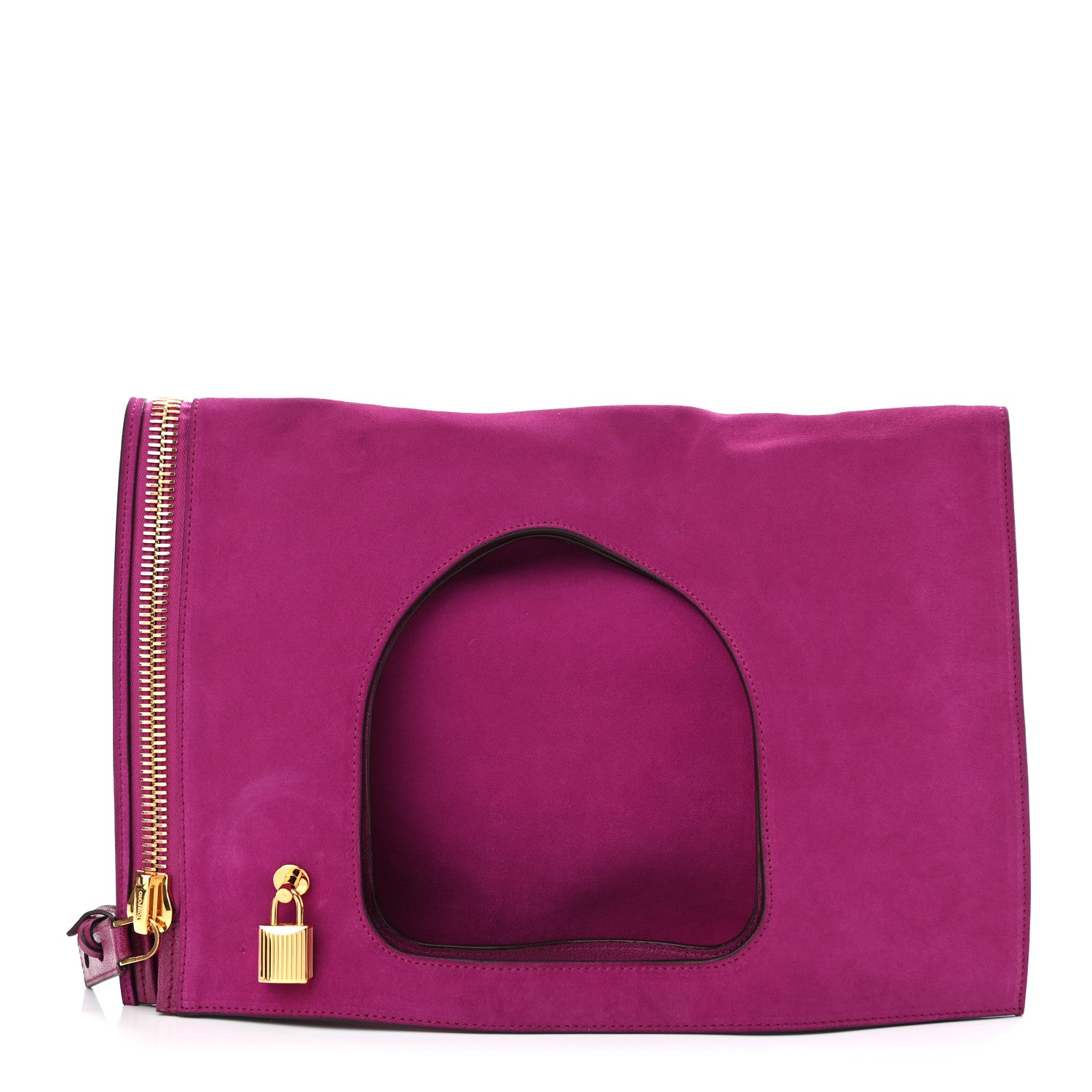 Tom Ford Suede Large Alix Padlock Zip Shoulder Bag Fuchsia 3 of 11