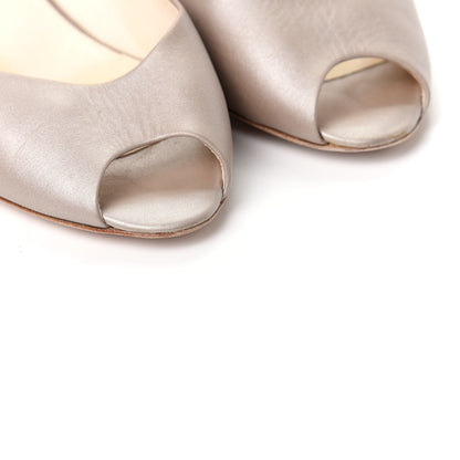 Chanel Lambskin CC Peep Toe Pumps 38.5 Beige 10 of 13
