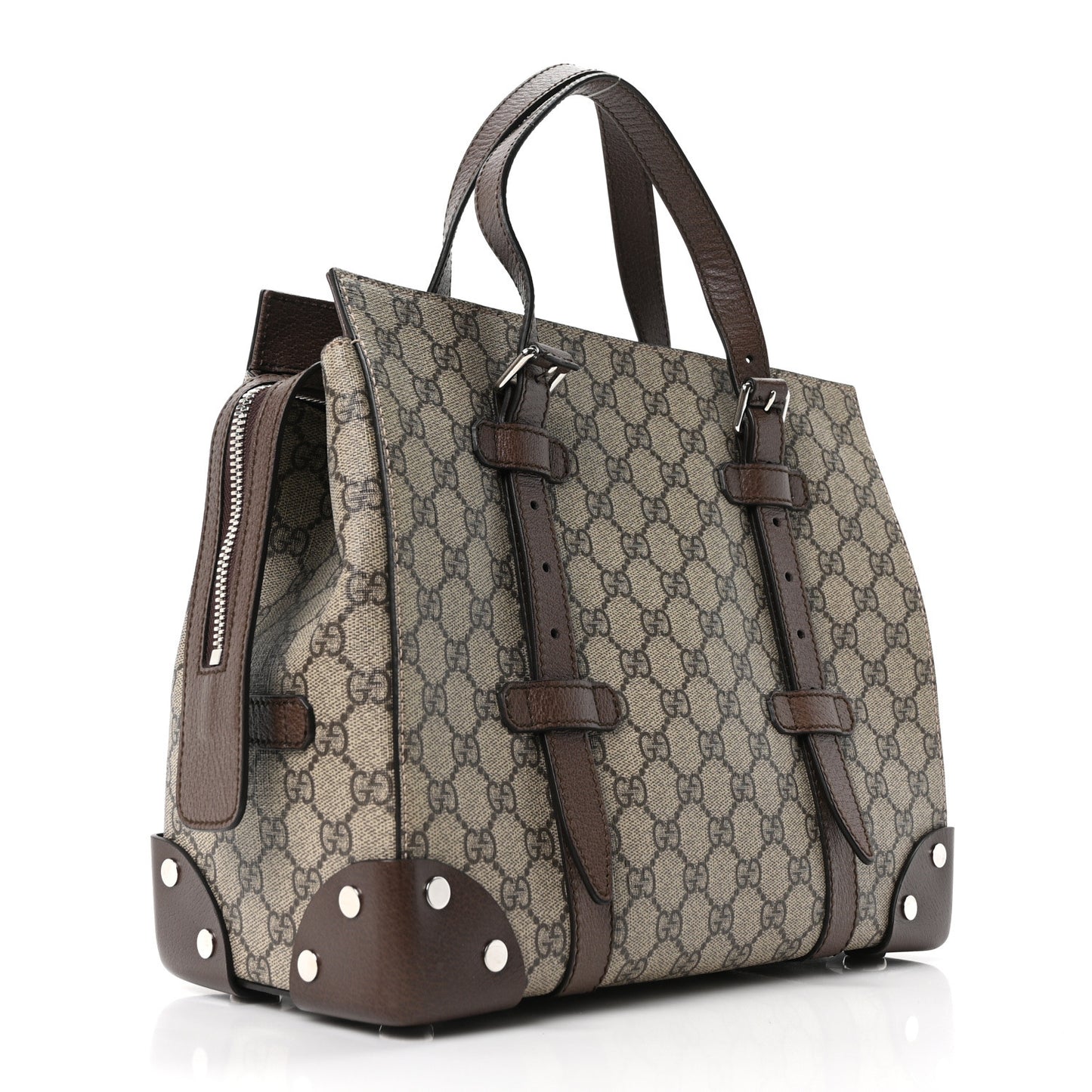GG Supreme Monogram Textured Dollar Calfskin Small Detail Tote Beige Ebony New Acero
