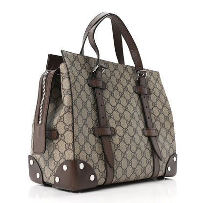 Gucci GG Supreme Monogram Textured Dollar Calfskin Small Detail Tote Beige Ebony New Acero 3 of 10