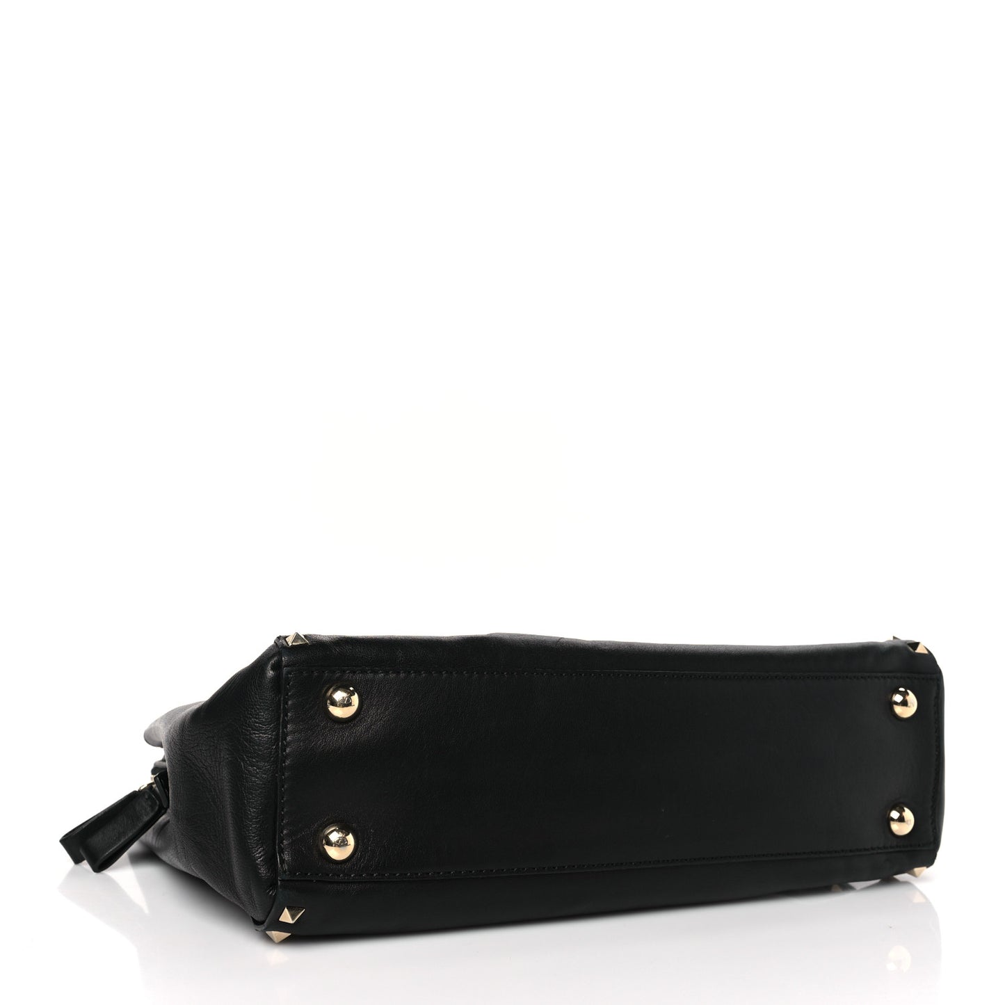 Vitello Small Rockstud Top Handle Tote Black