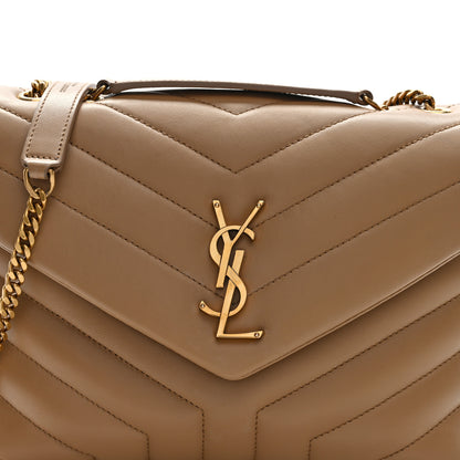 Saint Laurent Calfskin Y Quilted Monogram Small Loulou Chain Satchel Natural Tan 7 of 9